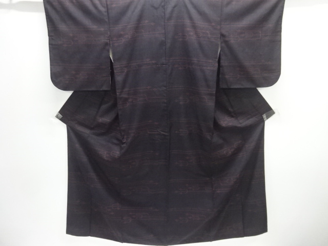 JAPANESE KIMONO / ANTIQUE KIMONO / SILK / TSUMUGI / WOVEN ABSTRACT PATTERN